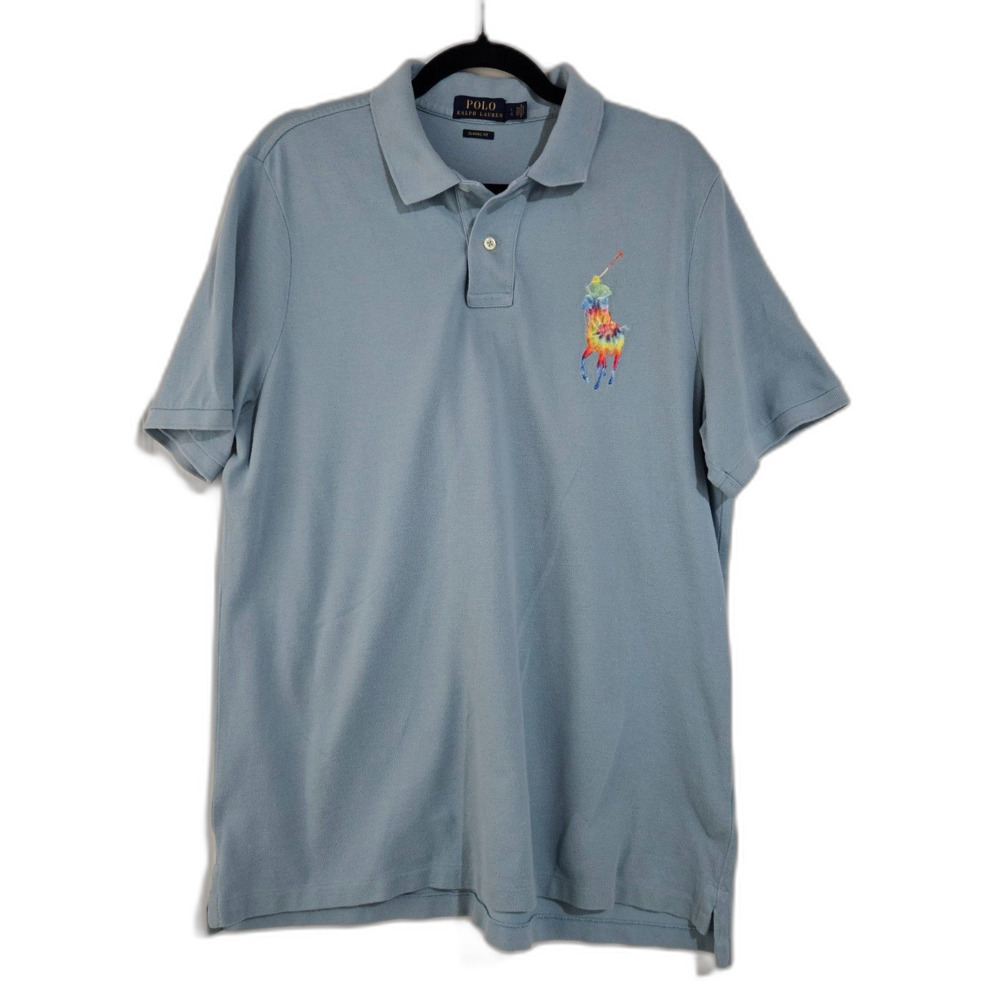 Polo Ralph Lauren Rainbow Big Pony Cotton Polo Shirt Men's L Baby Blue